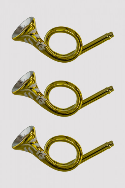 Trompeten 3er Set gold Christbaumschmuck Glas