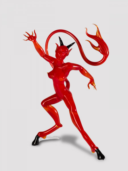 Erotischer Glas Teufel Frau rot