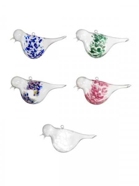 Deko Glas Vogel Set zum Aufhängen 5 St. Lauschaer- Glasartikel
