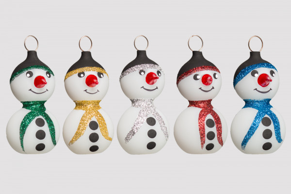 Christbaumschmuck Schneemann 5er Set mundgeblasen Lauschaer- Glasartikel