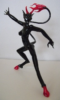 Erotischer Glas Teufel  - Frau schwarz Original Handarbeit aus Lauscha