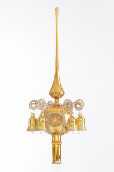 Christbaumschmuck- Spitze gold mit 6 Glöckchen Lauschaer Glasartikel