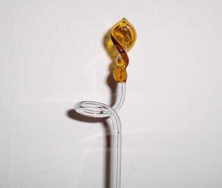 Blumen- Orchideenstab Glas Spirale gold  handarbeit Lauschaer- Glasartikel