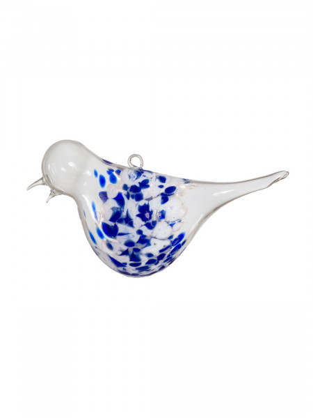 Deko Glas Vogel blau zum aufhängen Lauschaer- Glasartikel