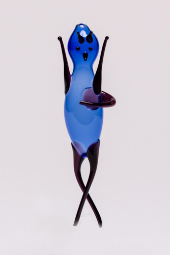 Flaschenteufel blau / schwarz mit Beschreibung Lauschaer- Glasartikel
