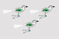 Christbaumschmuck Glas  Vogel 3er Set silber / grün H Lauschaer Glasartikel Christbaumschmuck Glas  Vogel 3er Set silber / grün H Lauschaer Glasartikel
