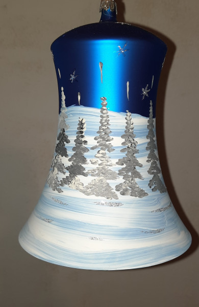 Glas Weihnachts- Fensterglocke  14cm blau Original Lauschaer Glasartikel