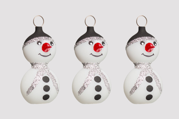 Schneemann silber 3St. mundgeblasen Lauschaer- Glasartikel