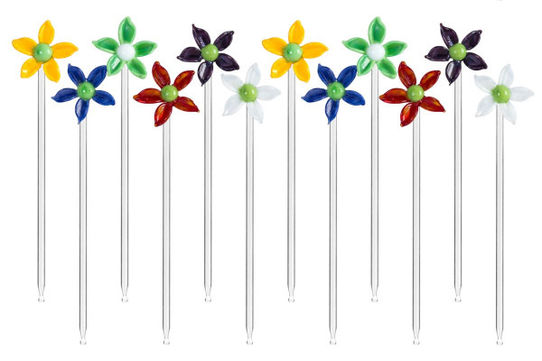 Bowlespieße -Blumen  E 12 Stück Handarbeit Lauschaer Glasartikel