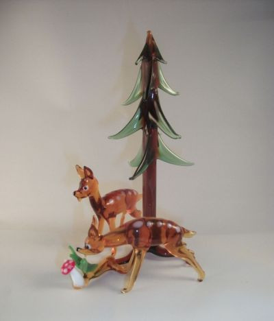 Rehe mit Baum Lauschaer- Glasartikel