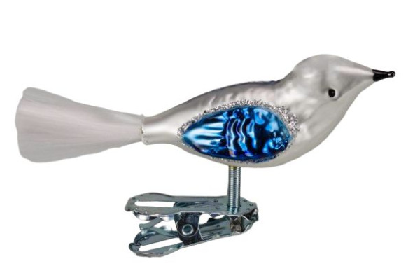 Vogel silber-blau H