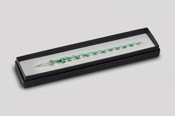 Glasfeder Glaschreiber Glasstift grün gedreht im Geschenketui