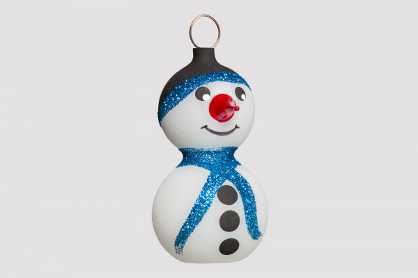 Christbaumschmuck Schneemann blau mundgeblasen Lauschaer- Glasartikel