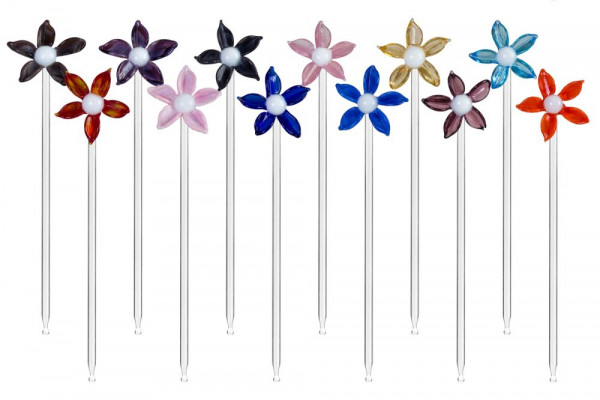 Bowlespieße -Blumen 12 Stück handarbeit Neu! Lauschaer Glasartikel
