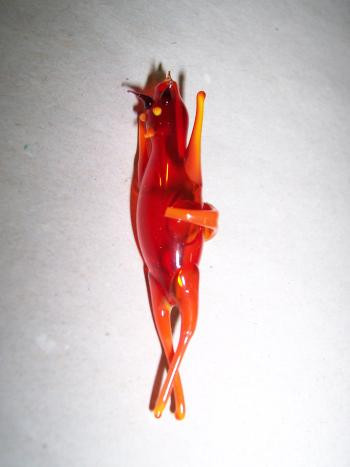 Flaschenteufel rot / orange mit Beschreibung Lauschaer- Glasartikel