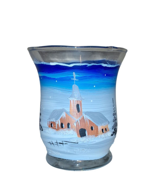 Windlichtbecher- Winter klein blau Weihnachtsschmuck