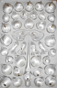 Christbaumschmuck Set Eis- weiß mit Kerze handbemalt Lauschaer Glasartikel