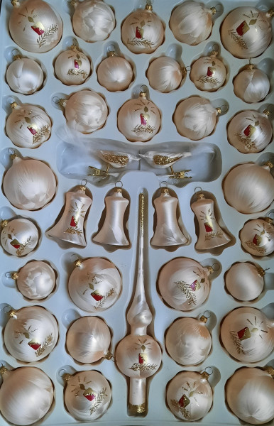 Christbaumschmuck Set champaner mit Kerze rot Christbaumschmuck Lauschaer- Glasartikel