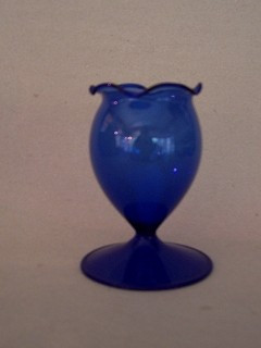 Bowlespießergefäß Glas blau Lauschaer Glasartikel