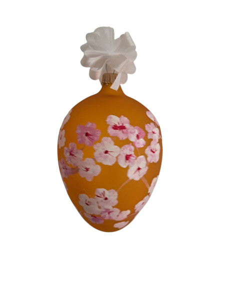Osterei mit Kirschblüten mundgeblasen und handbemalt