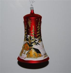 Glas Weihnachts- Fensterglocke rot 14cm Original Lauschaer Glasartikel