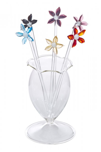 Bowlespießer Glas Blumen mit Gefäß Lauschaer Glasartikel