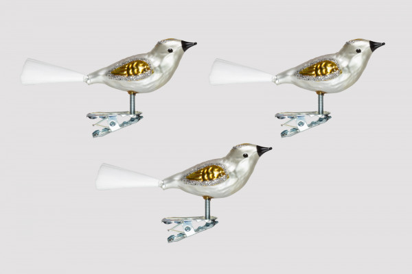 Vogel Set 3 Stück silber /gold H