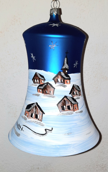 Weihnachtsglocke  Winternacht blau Original Lauschaer Glasartikel