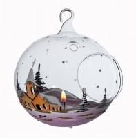 Windlicht-Teelicht - Kugel  rot handbemalt Lauschaer Glasartikel Windlicht-Teelicht - Kugel  rot handbemalt Lauschaer Glasartikel