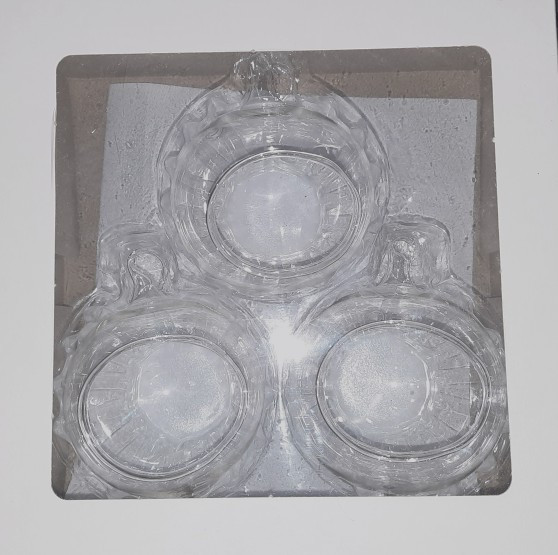 Windlicht Teelicht Kugel 8cm für Weihnachtsbaum  3St. Lauschaer- Glasartikel