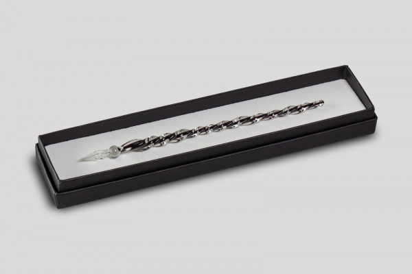 Glasfeder Glasschreiber Glasstift schwarz gedreht im Geschenketui