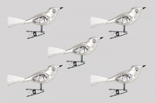 Vogel Set 5 Stück silber H